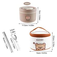 1 pezzo Scatola termica per il pranzo in acciaio inossidabile 304 da 400/600 ml con motivo orsetto carino, coperchio e manico, portatile e a tenuta stagna, adatta per microonde e riscaldamento ad acqua calda, contenitore per insalata di frutta, contenitore per il pranzo isolato riutilizzabile, adatto per studenti e adulti a scuola, in ufficio, all'aperto, per campeggio, picnic e viaggi