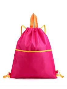 1pc Portable Drawstring Backpack, Waterproof Drawstring Pocket Backpack, Unisex Sports Gym Bag, Large Capacity Travel Backpack, Lightweight Foldable Casual Daypack, Suitable For Teens, Women, College Students, Boys, Men, Teachers, Perfect For Back To School, University, Outdoor Activities, Travel, Hiking, Sports Venues, Beach, Vacation, Etc. - Multicolor - View 8