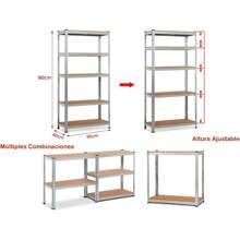 Estantería de metal galvanizado 875kg | 5 estantes | Medidas 180 X 90 X 40cm | Garaje, oficina, despensa
