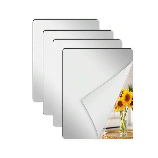 Wall Mirror Tiles, 1mm Thickness Self Adhesive Square Mirror, Flexible Mirror Sheets Wall Stickers Frameless Small Mirrors Wall Decor Set For Bathroom Home Gym Bedroom(Do Not Use As A Mirror)