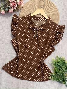 olinka modas Olinka Fashion Tank Top With Ruffle Sleeves And Tie Front - quán cà phê bolinha - Xem 3