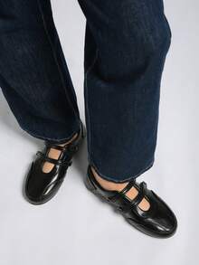 2025春季新款复古红色百搭玛丽珍鞋，女士休闲圆头平底鞋[请参考尺码表，尺码偏小]，芭蕾平底鞋