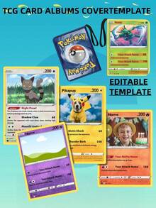 1pc Customizable Personalized Card Album Cover Template, Editable TCG Card Album, Personalized Trading Card Album, DIY Gift, Inspirational Template Suitable For Family And Children