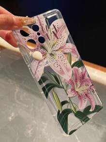 Flower 1pc Original Cartoon Illustration Phone Case For Galaxy/ 16 Pro/11/12/13/14/15, Personalized Perforated Protective Cover, Suitable Gift