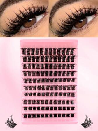 Individual Lashes 120pcs D Curl Mixed Length 8-16mm Fluffy And Wispy Natural Eyelash Extensions DIY Lashes Reusable