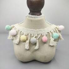 1 Pieza Pompón colorido con borla, pompón de estilo bohemio de poliéster con borla, accesorio de costura y decoración apto para decoración del hogar, sofá, sombrero, ropa