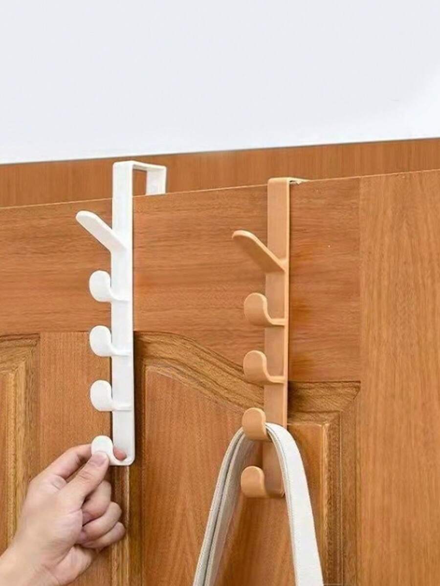 2pcs Coat Hangers With Hanging Hooks, Over-The-Door Holder For Bags, Home And Dorm Storage Rack - Multicolor - View 1