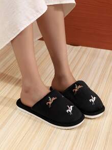 1 Pasang Sandal Dalam/Kamar Tidur Motif Hewan Gaya Cina Bordir, Cocok Digunakan di Rumah Sepanjang Tahun - Musim Semi, Musim Panas, Musim Gugur, Musim Dingin - Hitam - View 5
