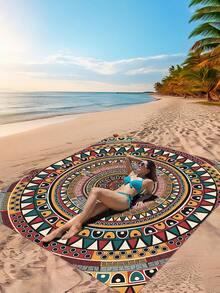 1pc New Waterproof And Sandproof Outdoor Picnic Mat/Beach Towel, Fresh And Fashionable Pattern, Suitable For Camping And Picnicking - Multicolor - View 1