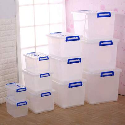 Lislark 1/2PC  6.5-26L Large Plastic Storage Boxes With Lids Wheel Handle Transparent Clear Large Home Office Toy Box Stackable Container Boxes, Small/Large Capacity, Mult-Isize