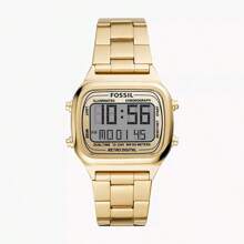 Fossil FOSSIL Men's Multifunction Quartz Watch. Men's Chronograph Date Display Alarm Square Watch. Stainless Steel Strap. LCD Display.