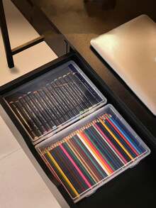 A4 Size Transparent Plastic Storage Box With Lid - Dust-Proof Desktop Office Organizer, Essential For Back To School Season - Multicolor - View 9