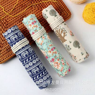 Grande custodia per aghi in tela intrecciata - 20 slot per aghi, set di aghi dritti extra lunghi e borsa organizer per gancio tunisino, custodia compatta arrotolabile, adatta per artigiani di cucito