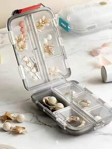 1 件旅行药丸收纳盒，10 个隔层用于存放旅行药物，便携式可折叠小药盒，日常药品容器，适用于存放药片、珠宝、配件，可放入旅行包或口袋中