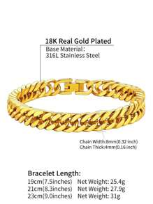 8mm Hip Hop Stainless Steel Miami Cuban Link Chain Bracelet For Women And Men