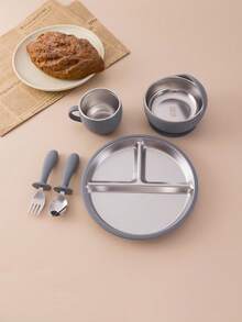 5PCS Personalized Customization Name Children Suction Base Plate Suction Base Bowl Cup Spoon Fork Sets Stainless Steel Silicone Tableware For Children First Stage Utensils Training Self Feeding Cutlery Print On Demand Children Essentials,Multi-Functional,Ornamental,Letter,Stylish,Modern,Colorful,Cute,Adorable,Casual,Custom,Personalised,Unique,Customized,Ideal Gifts For Him,Ideal Gifts For Her,Customized Kids Tableware,Christmas Gift Supplies ,Travel Organizer - Multicolor - View 11