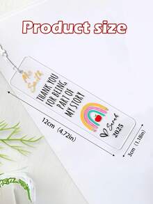 Marcador de página personalizado em acrílico, presente de agradecimento para professores, marcador de página em arco-íris, presente de agradecimento, presente de volta às aulas, presente para alunos e professores. Tamanho 12 x 3 cm.