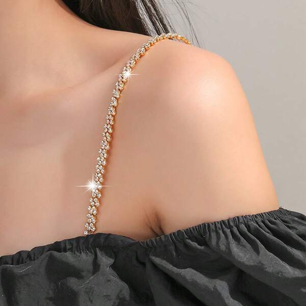 1 Peça Corrente de Joia para Ombro com Strass para Sutiã Feminino, Acessório