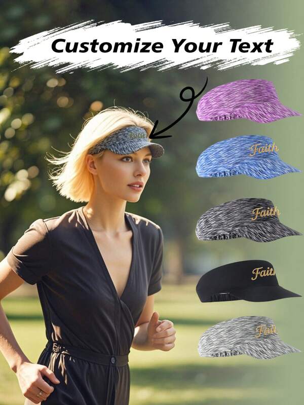 1pc Custom Sports Sun Hat, New Outdoor Running Sports UV Protection Breathable Mesh Top Hat, Wide Long Brim Sweat-Wicking Quick Drying Sun Hat For Women, Suitable For Running, Cycling, Fishing, Racket Sports, And Various Sports Activities