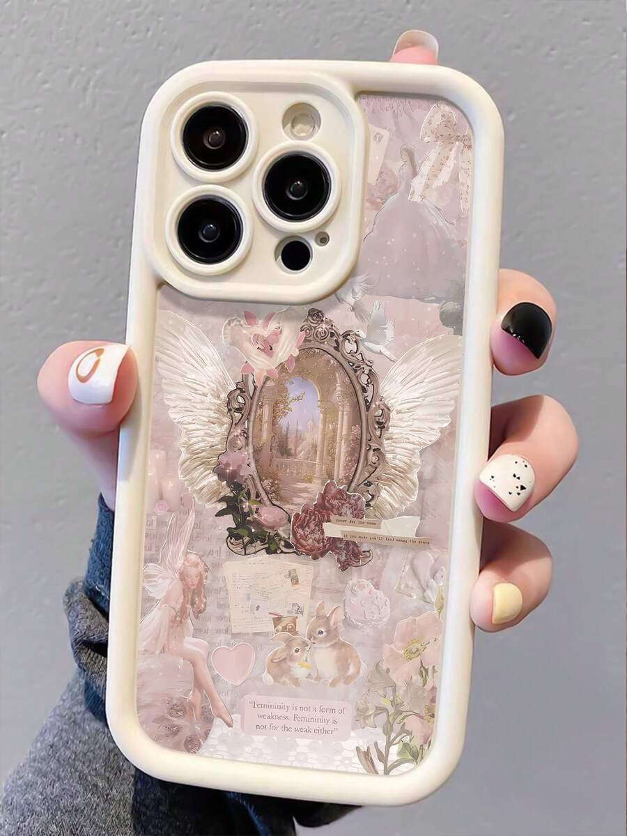 1 件时尚洛丽塔风格图形拼贴美学设计白色加厚防震防指纹全覆盖保护手机壳兼容 16/16 Pro/16 Plus/15/15 Pro Max/15 Pro/11/12/13/14 Pro Max/11 Pro/11 Pro Max/12 Pro/12 Pro Max/13 Pro/13 Pro Max/14 Pro/14 Pro Max/16 Pro Max/16/16 Pro/16 Plus，简约而富有创意