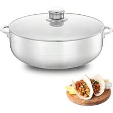 11Quart Aluminum Caldero Stock Pot With Glass Lid Cooking Dutch Oven Performance For Even Heat Distribution Perfect For Serving Large And Small Groups Riveted Handles Commercial Grade - 玻璃蓋 - 查看 2