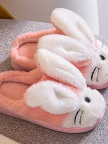 Kids Cute Rabbit Ear Warm Plush Slippers, Autumn/Winter