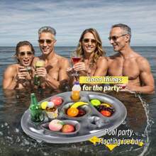 Inflatable Pool Party Tray - Durable PVC Material, Multipurpose Floating Drink Holder, Suitable For Beach And Pool Celebrations