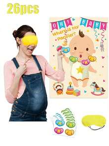28 chiếc-Ghim núm vú giả vào trò chơi tiệc cho bé Sage Green Đồ trang trí tiệc mừng em bé Ghim núm vú giả vào trò chơi tiệc mừng em bé với áp phích 24 miếng dán Trò chơi bịt mắt cho tiệc mừng em bé Sage Green Đồ dùng tiệc mừng em bé, Trò chơi tiệc mừng em bé - Nhiều màu - Xem 13