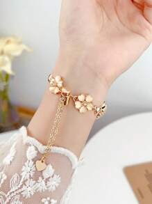 1 Peça Pulseira Compatível com Apple Watch Band 38mm 40mm 41mm 42mm 44mm 45mm 49mm (S10 42)mm (S10 46)mm, Estilo Fashionista Ins, Compatível com Series Ultra/SE/S10/S9/8/7/6/5/4/3/2/1, Acessório de Moda Feminina para Relógio Inteligente, Presente de Dia dos Namorados/Aniversário, Pedra de Olho de Gato em Forma de Flor de Cinco Pétalas com Formato de Coração