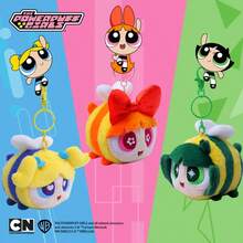 THE POWERPUFF GIRLS 可爱 8 厘米花开飞天小女警毛绒钥匙扣、卡通玩偶雕像、可爱翅膀钥匙扣吊坠背包装饰