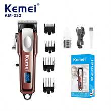 Kemei 1pc Rechargeable Electric Hair Clipper For Men, Precision Adjustable, Professional Cordless Beard Trimmer With Adjustable Comb