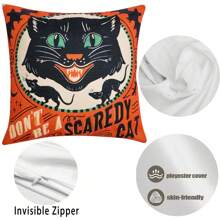 4 capas de almofada decorativas vintage de Halloween, estampa de gato assustador, abóbora, caveira, morcego, capas de almofada retrô de 45,7 cm x 45,7 cm com zíper, estampadas em um só lado, decoração de Halloween para casa, adequadas para o feriado de outono, pátio externo, sofá para sala de estar interna, decoração de quarto