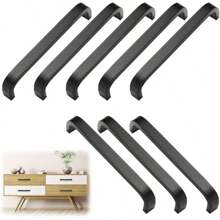Black Aluminum Alloy Handle, Fashionable Kitchen Cabinet Knob And Drawer Pull (Set: Handles + Screws)
