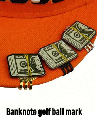 Creative Dollar Bills With Golf Ball Marks, Golf Hat Clips, Magnetic Metal Ball Markers With Hat Clips, Golf Accessories