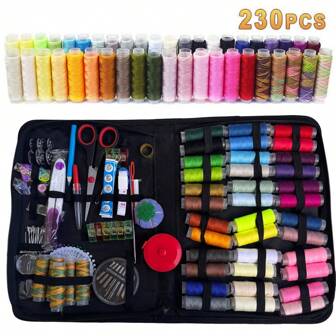 230pcs Deluxe Sewing Kit, DIY Mini Sewing Supplies - Portable Complete Set Including Scissors, Needles, Pins Etc. - Perfect For Quick Fixes And Travel Projects