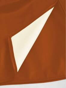LIU ME Faux Leather Skirt With Front Drape - Camel - View 5