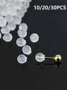 10/20/30 件舒适不易穿透的柔软耳环后盖耳环别针后盖，柔软透明耳环后盖替换件，适用于 DIY 珠宝制作配件，硅胶透明圆柱耳钉耳环配件，适合女性日常佩戴 - 彩色 - 查看 1