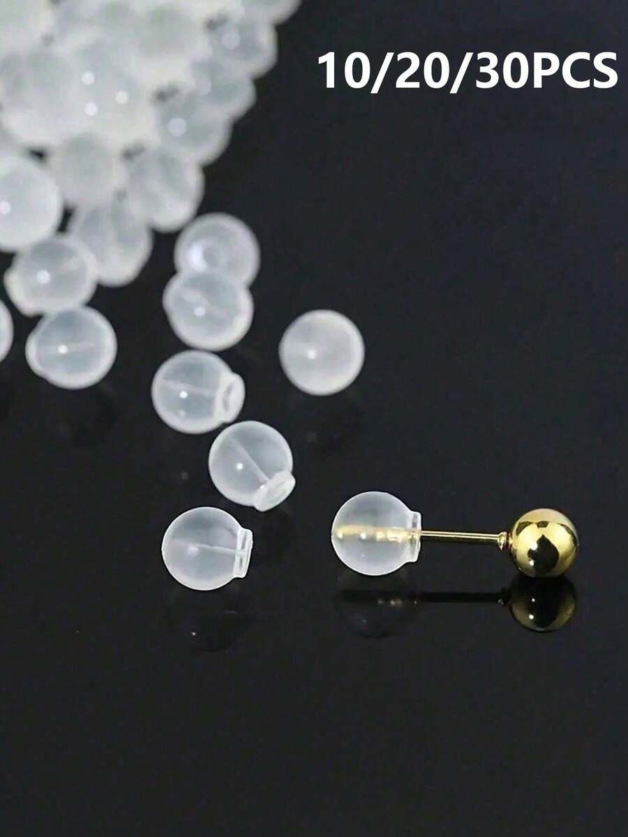 10/20/30 件舒适不易穿透的柔软耳环后盖耳环别针后盖，柔软透明耳环后盖替换件，适用于 DIY 珠宝制作配件，硅胶透明圆柱耳钉耳环配件，适合女性日常佩戴 - 彩色 - 查看 1