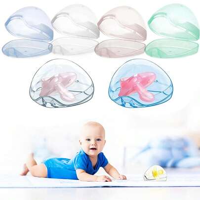 1/2/4/8pcs Transparent Pacifier Storage Case - Convenient Portable Pacifier Holder With Lanyard, Easy To Clean, Essential Diaper Bag Accessory For Baby Pacifiers And Case