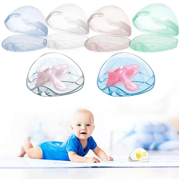 1/2/4/8 peças estojo transparente para chupeta – caixa de armazenamento para chupeta ideal para viagens com cordão, fácil de limpar, acessório essencial para chupeta de bebê, bolsa de fraldas, chupeta e organizador de mamilos