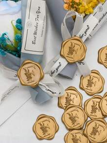 30/50pcs Letter Wax Seal Stickers, Gold Foil Self-Adhesive Wax Seal Stickers, Envelope Sealing Stickers, Gold Foil Stickers, Suitable For Thanksgiving Cards/Gift Wrapping/Wedding Engagement Party Invitations, Birthday Parties, Christmas And Other Occasions. - Bronze - View 6