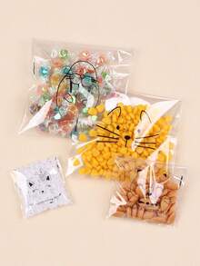 100 bolsas de sándwich reutilizables y transparentes - Almacenamiento de alimentos, sellado al vacío, organización de cocina - Emoticono de gato - Ver 9