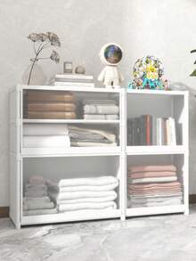 1pc Portable Multifunctional Cube Storage Cabinet With Cover, Free-Standing Organizer For Bedroom, Living Room, Kitchen, Office - Suitable For Home Decor, Valentine's Day Gift - Multicolor - View 6