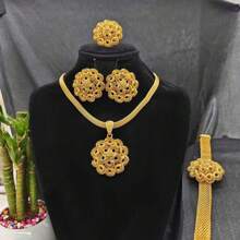 5pcs Middle Eastern Bridal Jewelry Set Necklace Earrings Ring Bracelet Accessory