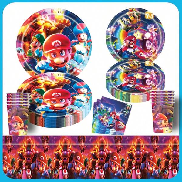 bandai Bandai 51-Piece Official The Animation Themed Birthday Party Dinnerware Set For 10 People, Can Be Used For Party Decorations, Holiday Decorations, Everyday Gatherings