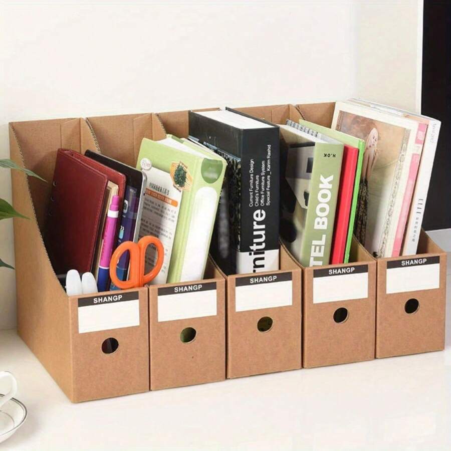 1/5 件牛皮纸杂志架 - 耐用、防水的文件整理器,适用于办公室和家庭存储、返校用品、学校用品、开学第一天 - 多色 - 查看 1