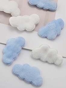 20pcs 1.65*0.91 Inch Double-Sided Fluffy Cloud Stickers, Suitable For DIY Hair Clips, Bows, Clothes, Hats And Shoes - White/Blue Fantasy Theme Sewing Patches, Craft Hair Clips - Multicolor - View 8