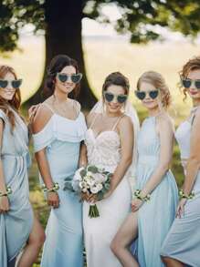 12pcs Luxurious Satin Bridesmaid Scrunchies Set - Soft Hair Ties, Fashion Glasses, And Chic Accessories For Bachelorette Party Favors, Bridesmaid Proposal Gifts, Bridal Shower, And Wedding Celebrations