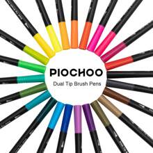24 Pcs Double-Ended Brush Marker Pens, Fine Point & Brush Tip, Suitable For Coloring Books, Bullet Journals For Kids And Adults, Back To School Supplies, High Quality - Birthday Gift - Christmas Gift - Easter Gift - Valentine's Day Gift - Halloween Gift - Perfect Gift