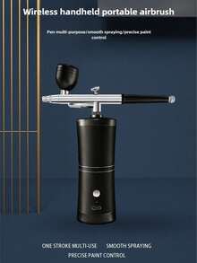 1 Set Cordless Airbrush Kit, With Detachable Extension Hose, 0.3mm Dual-Action Airbrush, 3 Jars, Cleaning Brush, USB Cable, Air Compressor, 0.3mm Micro Spray Nozzle, 1000mAh Rechargeable Battery, Home Use High Pressure Sprayer, Moisturizing Atomizer, Suitable For Model, Nail Art, Auto Painting, Beauty Spraying Tools, DIY Crafts Gift - 彩色 - 查看 5